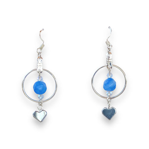 Blue Quartz Gemstone Hoop Earrings